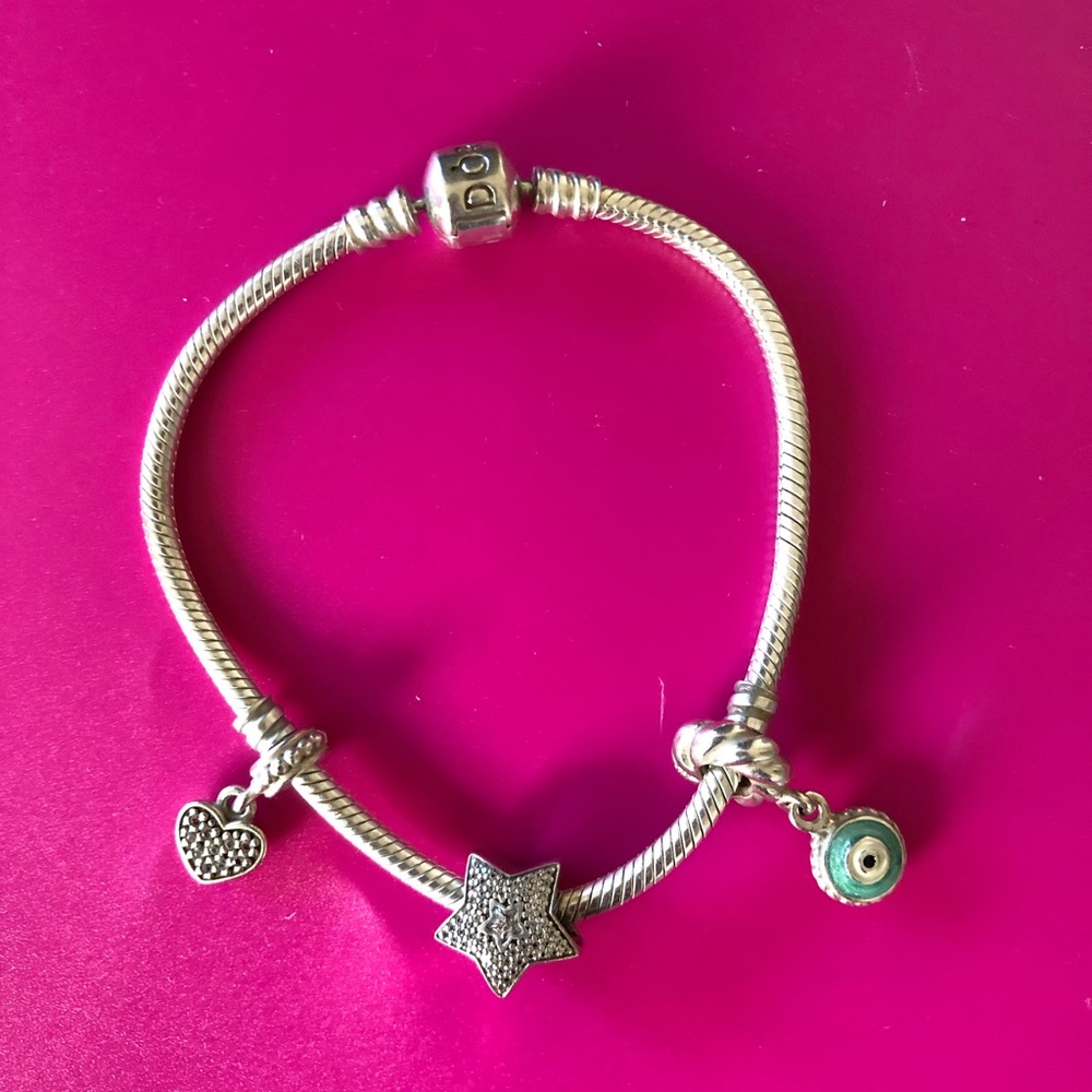 Pandora bracelet with charms